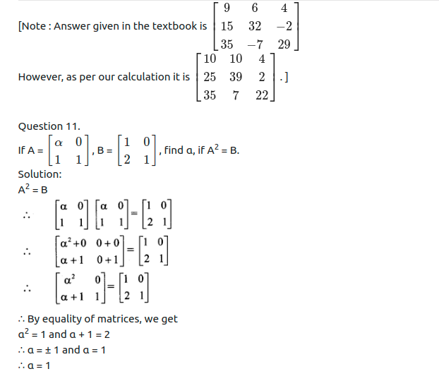 Maharashtra Board Solutions Class 11-Arts & Science Maths (Part 1): Chapter 4- Determinants and Matrices Ex 4.6