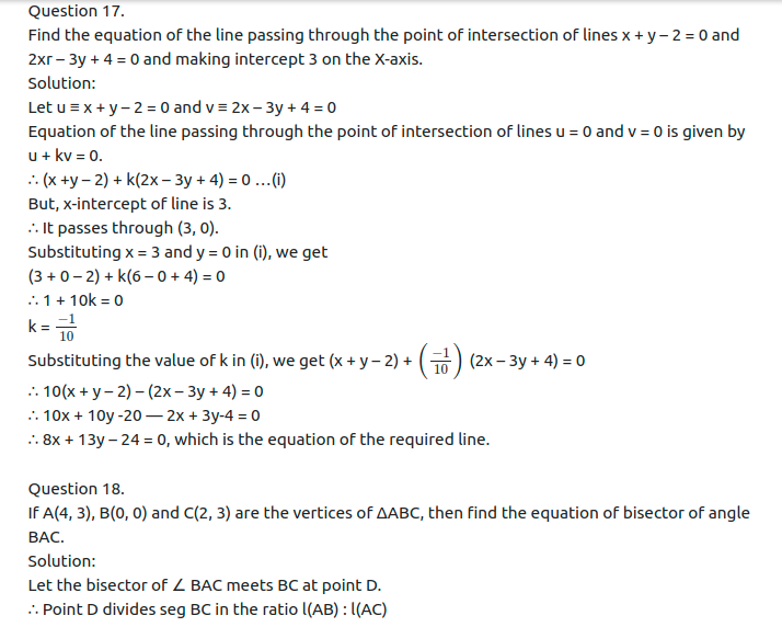Maharashtra Board Solutions Class 11-Arts & Science Maths (Part 1): Chapter 5- Straight Line Ex . 5.3