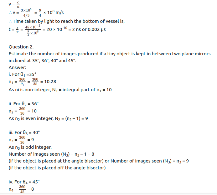 Maharashtra Board Solutions Class 11-Physics: Chapter 9- Optics