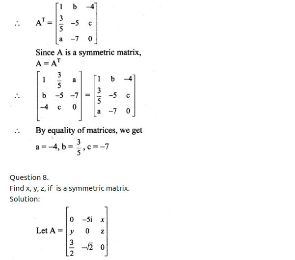 Maharashtra Board Solutions Class 11-Arts & Science Maths (Part 1): Chapter 4- Determinants and Matrices Ex 4.4