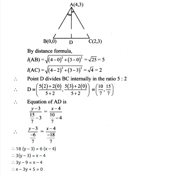 Maharashtra Board Solutions Class 11-Arts & Science Maths (Part 1): Chapter 5- Straight Line Ex . 5.3