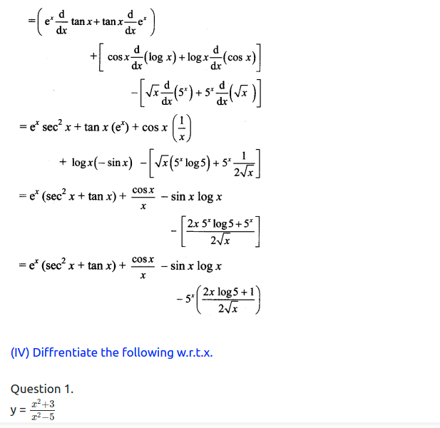 Maharashtra Board Solutions Class 11-Arts & Science Maths (Part 2): Chapter 9- Differentiation Ex 9.2