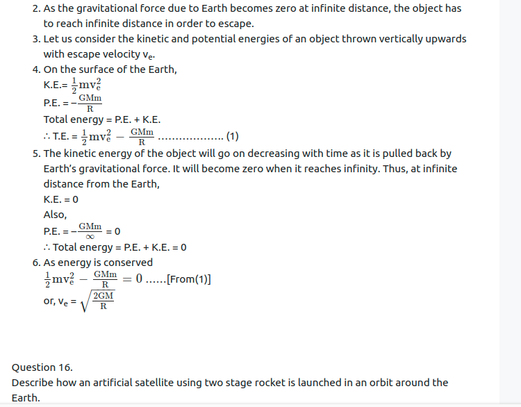 Maharashtra Board Solutions Class 11-Physics: Chapter 5- Gravitation