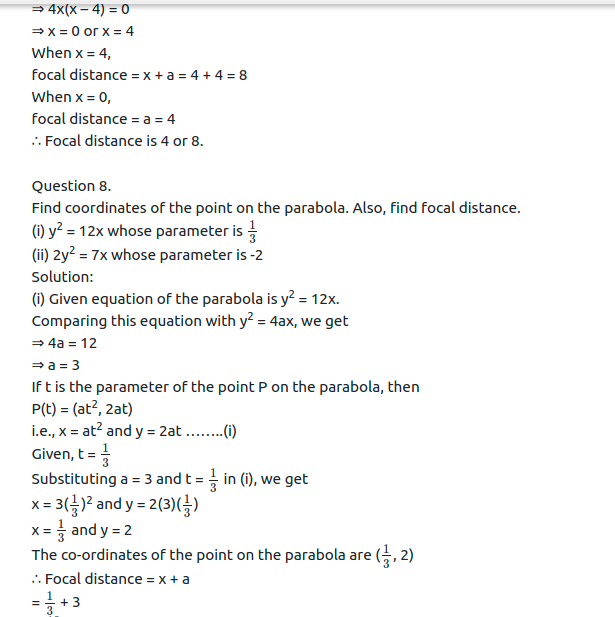 Maharashtra Board Solutions Class 11-Arts & Science Maths (Part 1): Chapter 7- Conic Sections Ex 7.1