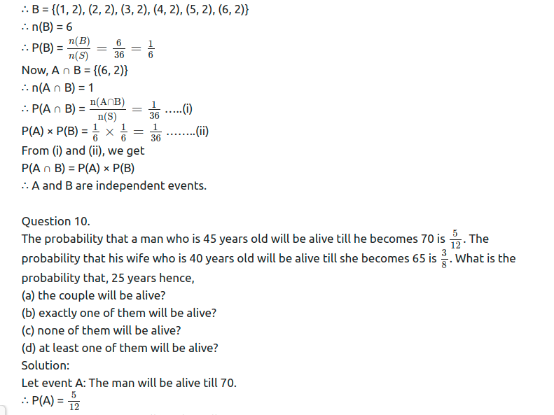 Maharashtra Board Solutions Class 11-Arts & Science Maths (Part 1): Chapter 9- Probability Ex 9.3