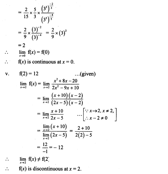 Maharashtra Board Solutions Class 11-Arts & Science Maths (Part 2): Chapter 8- Continuity Ex 8.1