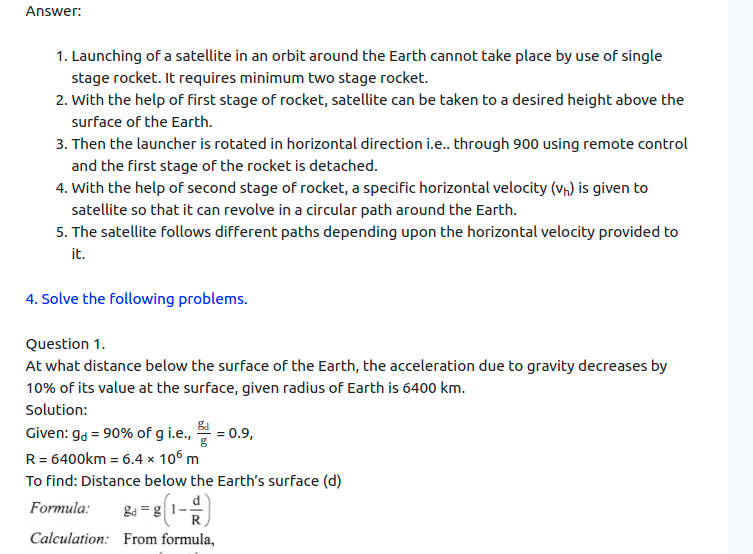 Maharashtra Board Solutions Class 11-Physics: Chapter 5- Gravitation