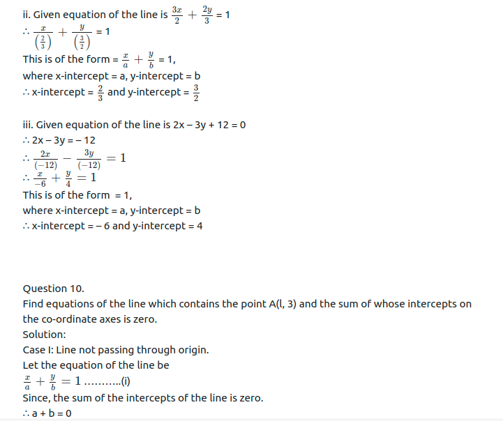 Maharashtra Board Solutions Class 11-Arts & Science Maths (Part 1): Chapter 5- Straight Line Ex . 5.2