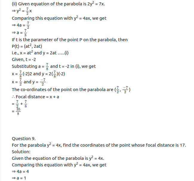 Maharashtra Board Solutions Class 11-Arts & Science Maths (Part 1): Chapter 7- Conic Sections Ex 7.1