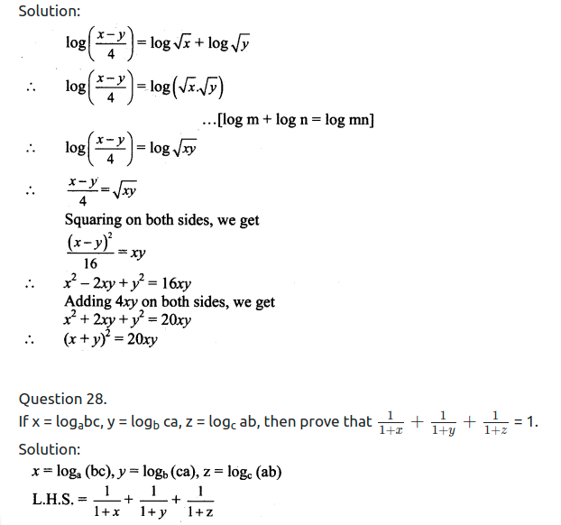 Maharashtra Board Solutions Class 11-Arts & Science Maths (Part 2): Chapter 6- Functions Ex 6.1