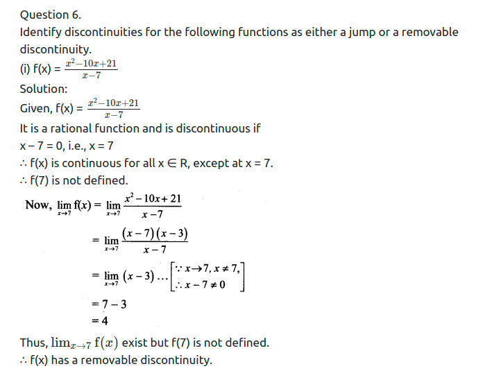 Maharashtra Board Solutions Class 11-Arts & Science Maths (Part 2): Chapter 8- Continuity Ex 8.1
