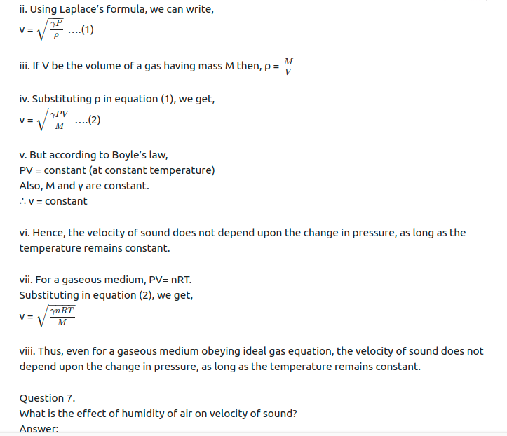 Maharashtra Board Solutions Class 11-Physics: Chapter 8- Sound