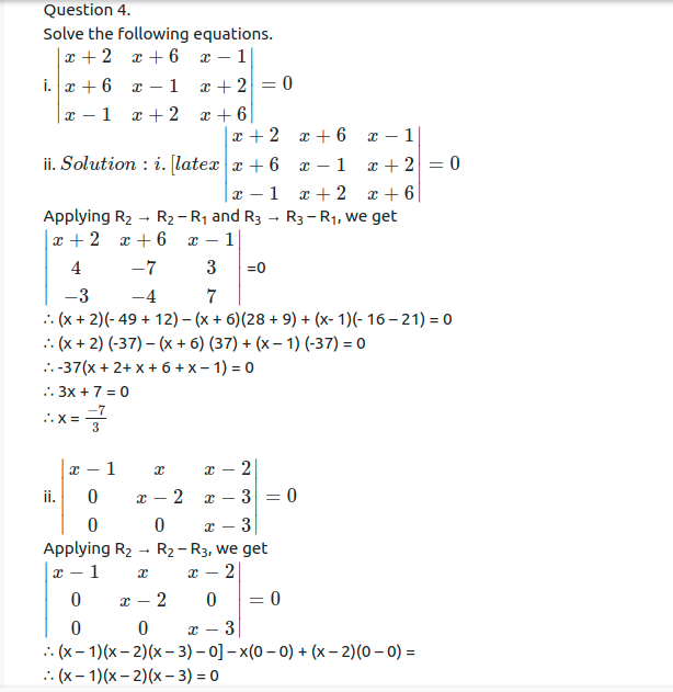 Maharashtra Board Solutions Class 11-Arts & Science Maths (Part 1): Chapter 4- Determinants and Matrices Ex 4.2