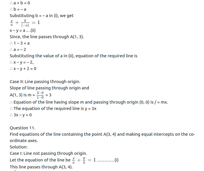 Maharashtra Board Solutions Class 11-Arts & Science Maths (Part 1): Chapter 5- Straight Line Ex . 5.2