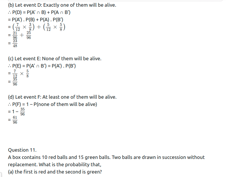 Maharashtra Board Solutions Class 11-Arts & Science Maths (Part 1): Chapter 9- Probability Ex 9.3