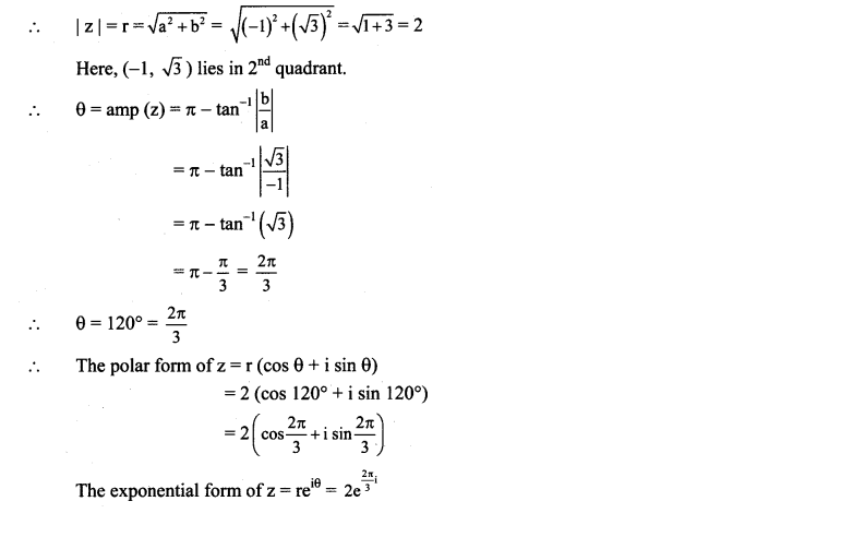 Maharashtra Board Solutions Class 11-Arts & Science Maths (Part 2): Chapter 1- Complex Numbers Ex 1.3