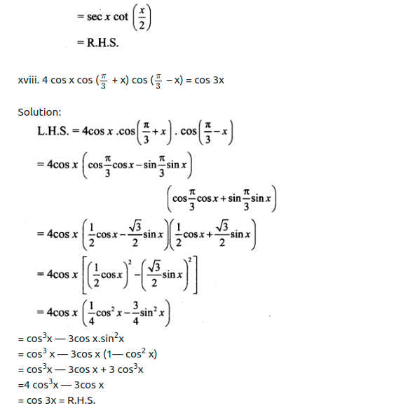 Maharashtra Board Solutions Class 11-Arts & Science Maths (Part 1): Chapter 3- Trigonometry – II Ex 3.3