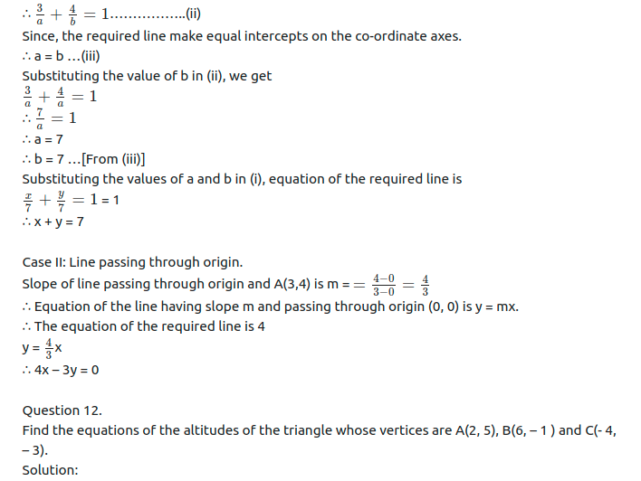 Maharashtra Board Solutions Class 11-Arts & Science Maths (Part 1): Chapter 5- Straight Line Ex . 5.2