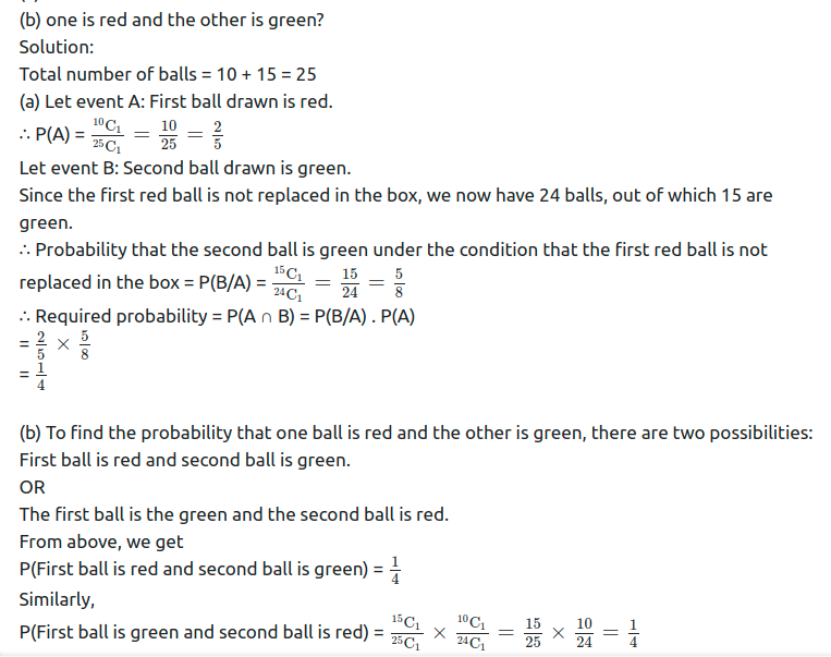 Maharashtra Board Solutions Class 11-Arts & Science Maths (Part 1): Chapter 9- Probability Ex 9.3