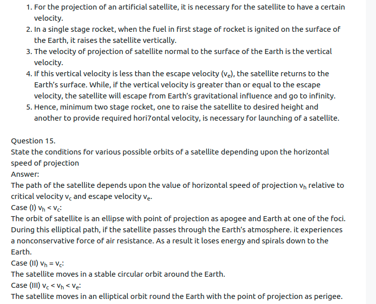 Maharashtra Board Solutions Class 11-Physics: Chapter 5- Gravitation