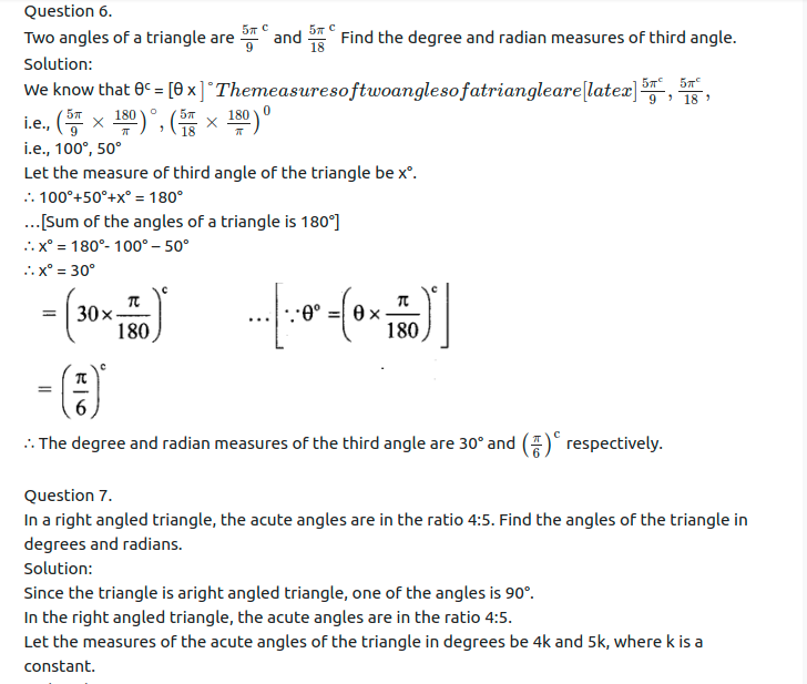 Maharashtra Board Solutions Class 11-Arts & Science Maths (Part 1): Chapter 1- Angle and its Measurement