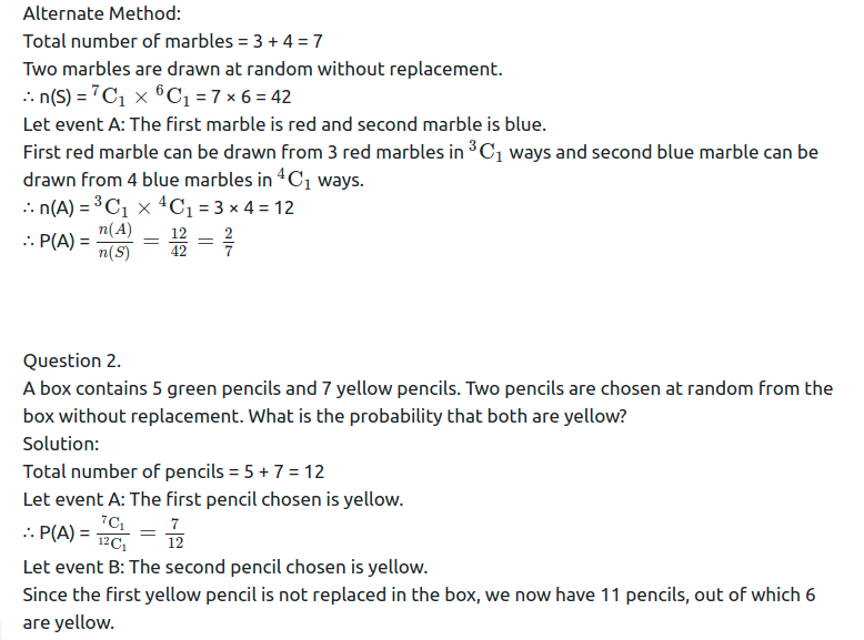 Maharashtra Board Solutions Class 11-Arts & Science Maths (Part 1): Chapter 9- Probability Ex 9.3