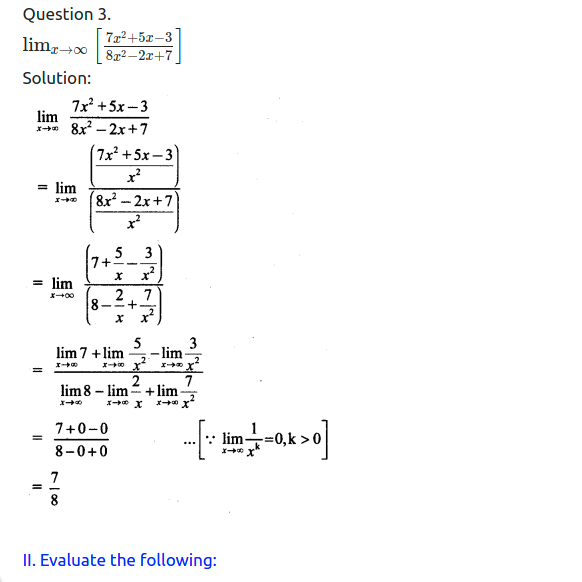 Maharashtra Board Solutions Class 11-Arts & Science Maths (Part 2): Chapter 7- Limits Ex 7.7