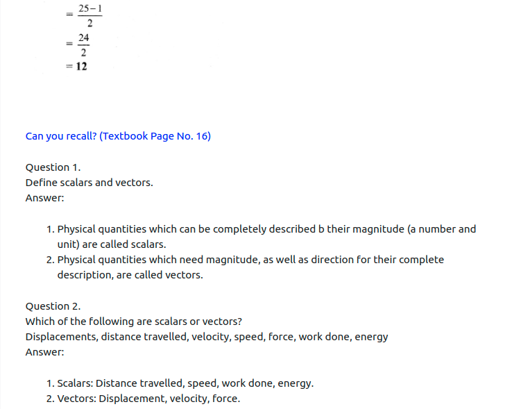 Maharashtra Board Solutions Class 11-Physics: Chapter 2- Mathematical Methods