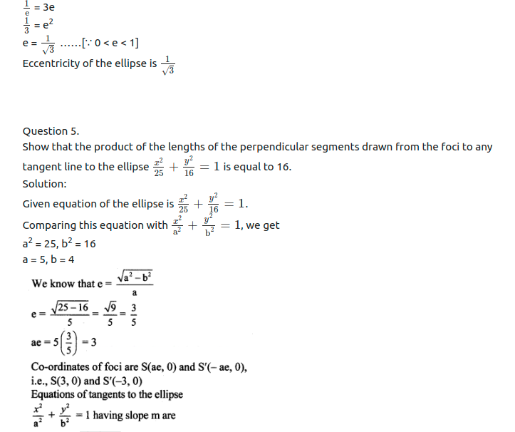 Maharashtra Board Solutions Class 11-Arts & Science Maths (Part 1): Chapter 7- Conic Sections Ex 7.2