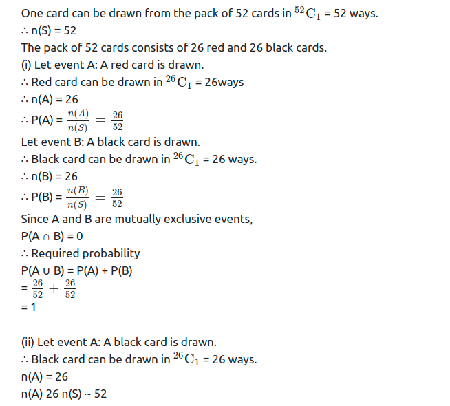Maharashtra Board Solutions Class 11-Arts & Science Maths (Part 1): Chapter 9- Probability Ex 9.2