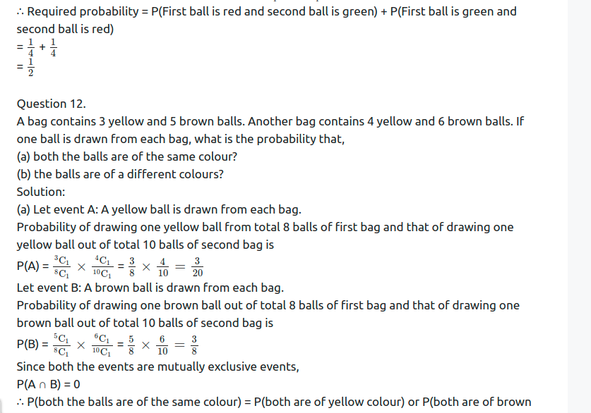 Maharashtra Board Solutions Class 11-Arts & Science Maths (Part 1): Chapter 9- Probability Ex 9.3