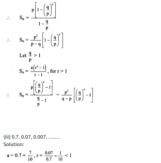 Maharashtra Board Solutions Class 11-Arts & Science Maths (Part 2): Chapter 2- Sequences and Series Ex. 2.2