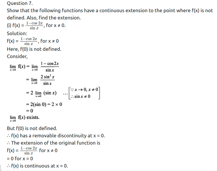Maharashtra Board Solutions Class 11-Arts & Science Maths (Part 2): Chapter 8- Continuity Ex 8.1