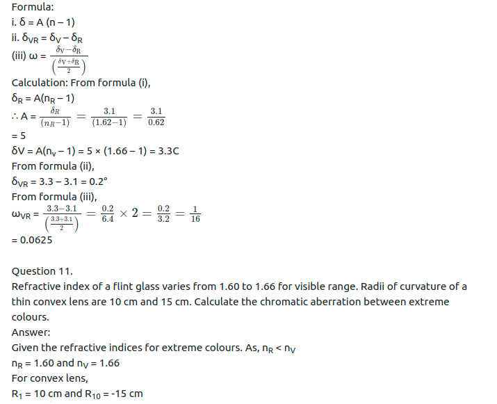 Maharashtra Board Solutions Class 11-Physics: Chapter 9- Optics
