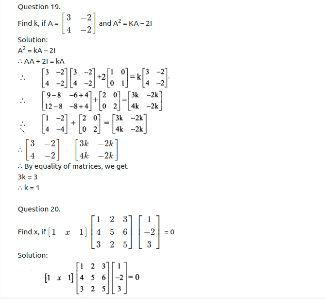 Maharashtra Board Solutions Class 11-Arts & Science Maths (Part 1): Chapter 4- Determinants and Matrices Ex 4.6