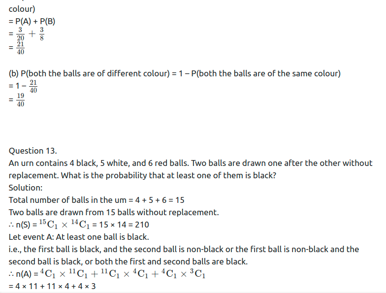 Maharashtra Board Solutions Class 11-Arts & Science Maths (Part 1): Chapter 9- Probability Ex 9.3