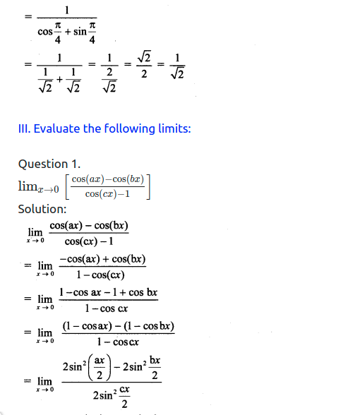 Maharashtra Board Solutions Class 11-Arts & Science Maths (Part 2): Chapter 7- Limits Ex 7.4