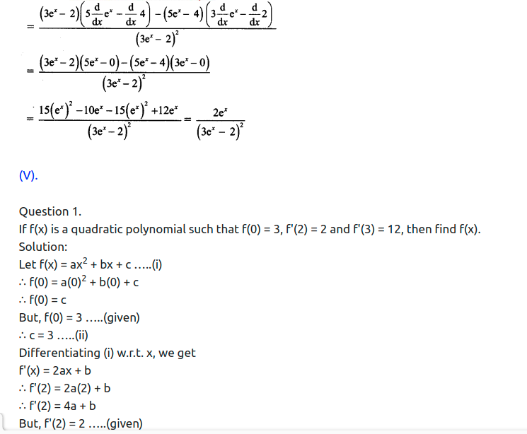 Maharashtra Board Solutions Class 11-Arts & Science Maths (Part 2): Chapter 9- Differentiation Ex 9.2