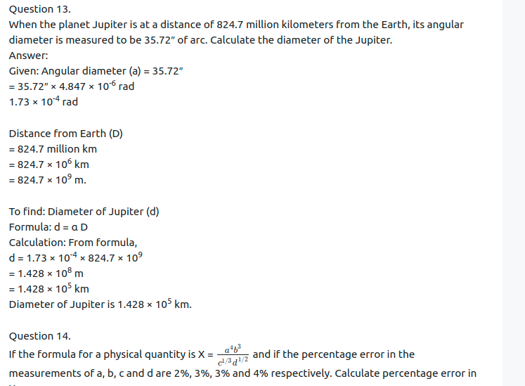 Maharashtra Board Solutions Class 11-Physics: Chapter 1- Units and Measurements 
