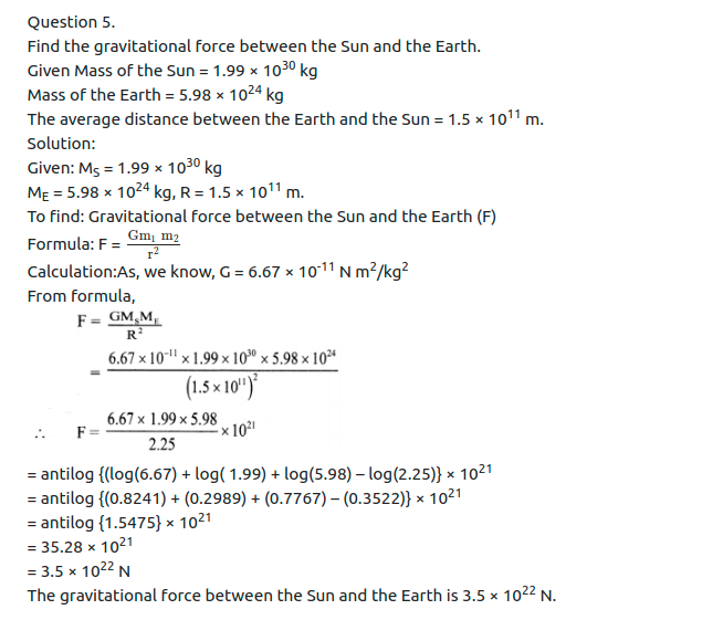 Maharashtra Board Solutions Class 11-Physics: Chapter 5- Gravitation