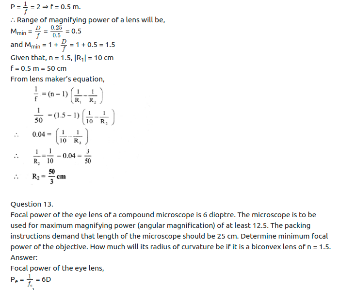 Maharashtra Board Solutions Class 11-Physics: Chapter 9- Optics 12