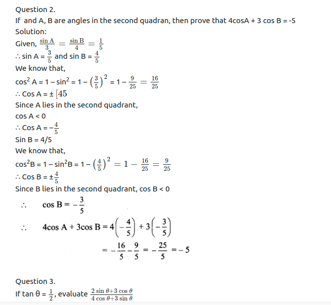 Maharashtra Board Solutions Class 11-Arts & Science Maths (Part 1): Chapter 2- Trigonometry – I Ex 2.2