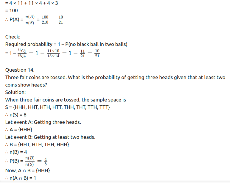 Maharashtra Board Solutions Class 11-Arts & Science Maths (Part 1): Chapter 9- Probability Ex 9.3