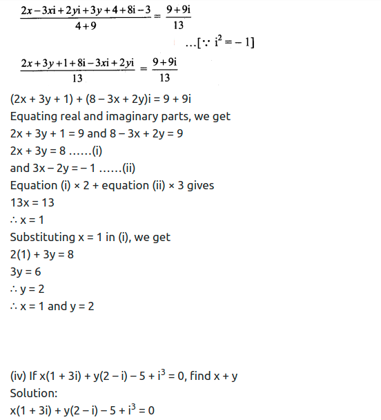 Maharashtra Board Solutions Class 11-Arts & Science Maths (Part 2): Chapter 1- Complex Numbers Ex 1.1