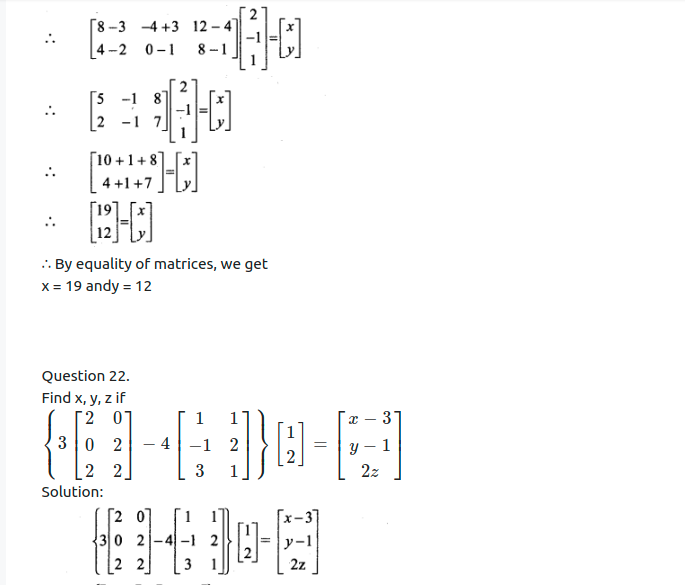 Maharashtra Board Solutions Class 11-Arts & Science Maths (Part 1): Chapter 4- Determinants and Matrices Ex 4.6