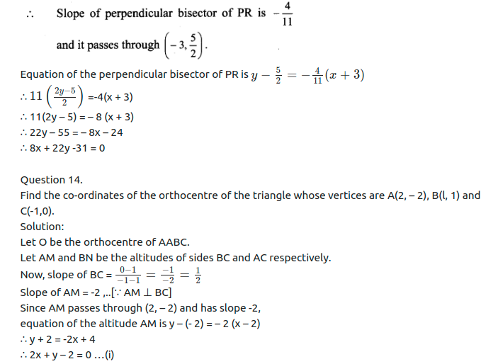 Maharashtra Board Solutions Class 11-Arts & Science Maths (Part 1): Chapter 5- Straight Line Ex . 5.2