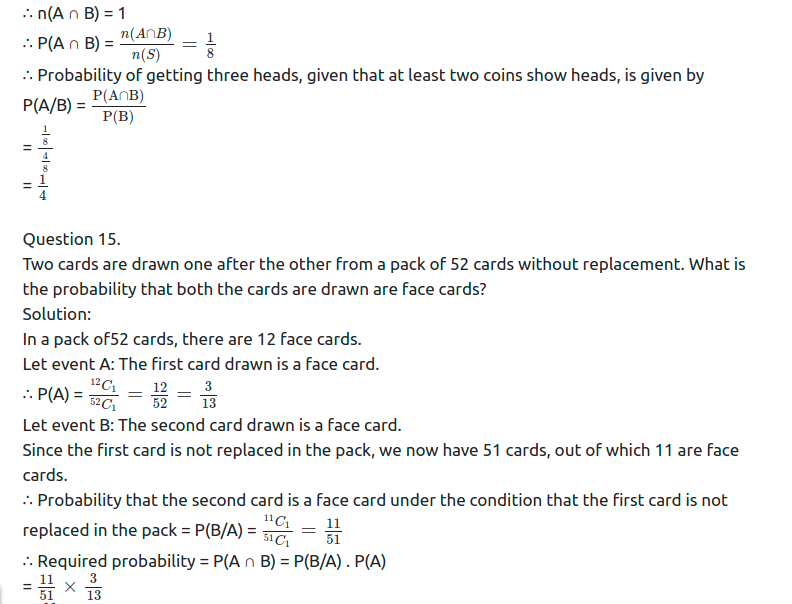 Maharashtra Board Solutions Class 11-Arts & Science Maths (Part 1): Chapter 9- Probability Ex 9.3