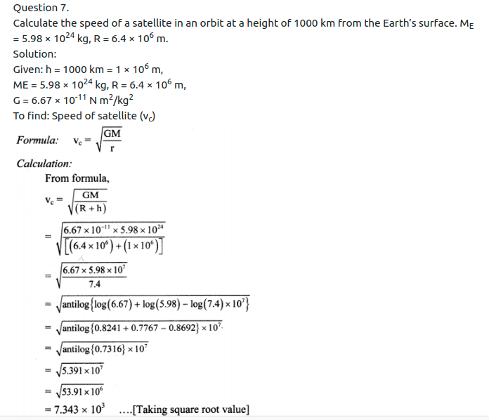 Maharashtra Board Solutions Class 11-Physics: Chapter 5- Gravitation