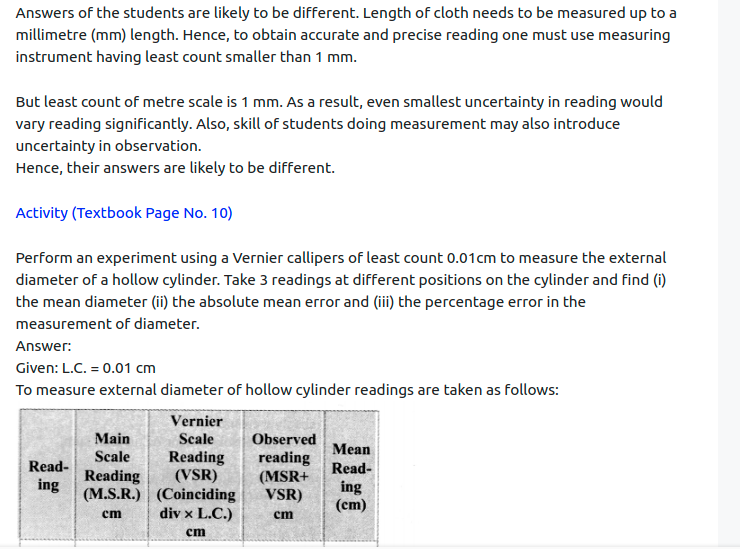 Maharashtra Board Solutions Class 11-Physics: Chapter 1- Units and Measurements 