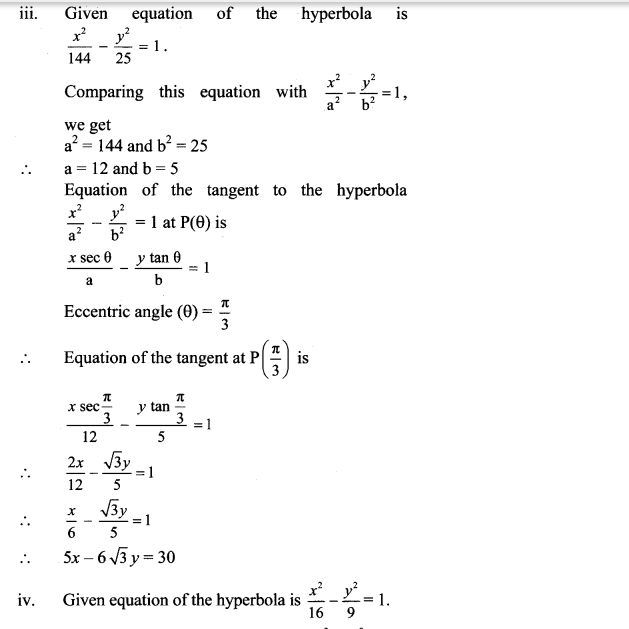 Maharashtra Board Solutions Class 11-Arts & Science Maths (Part 1): Chapter 7- Conic Sections Ex 7.3
